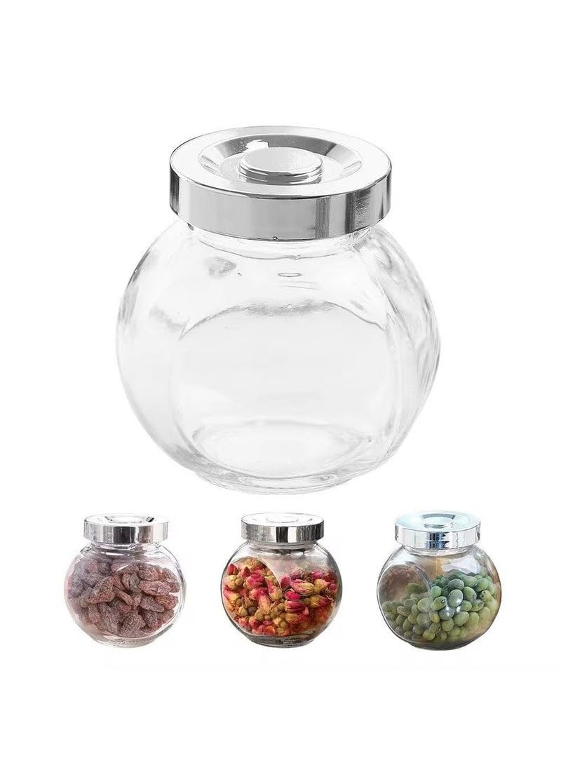 A set of glass jars for storing spices, pickles and dried fruits, set of 4 pieces