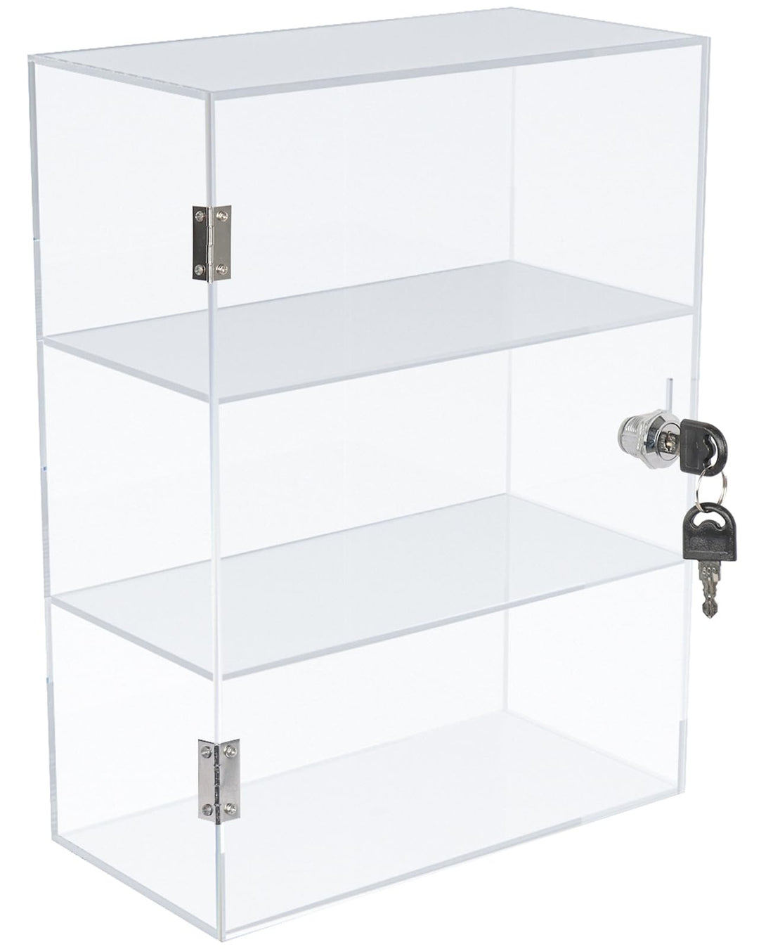 BEST MEDIA Acrylic Display Case with Lock, 3-Shelf Clear Countertop Showcase Cabinet, Locking Organizer for Collectibles, Dustproof Storage Box, Safe Display for Retail, Office and Home Use, Clear