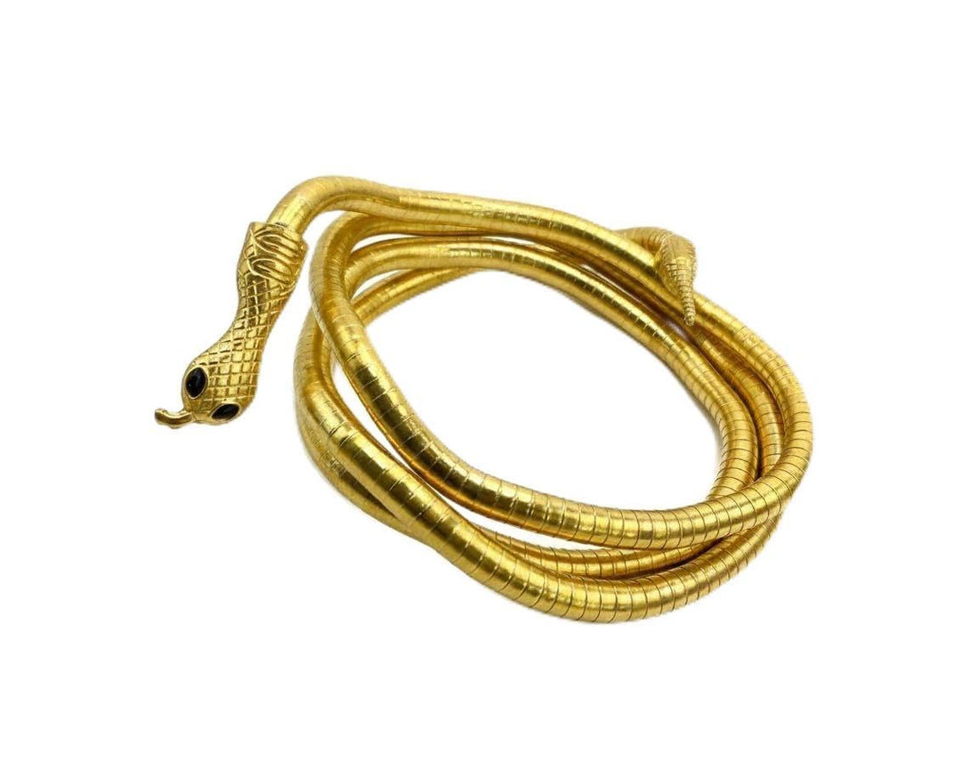 Punk Snake Jewelry - Bold open bracelet-choker hybrid with metallic finish, crafted for rebellious style, Halloween decor, or as a unisex gift that turns heads.