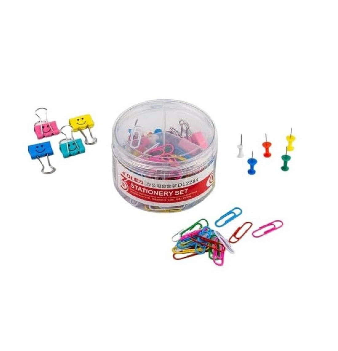 Belal DL2284 3 Divisions Clip/Bedbugs/Paper Press Colored Paper Binder Clip in Jar