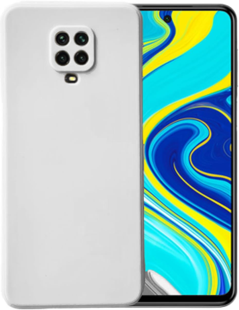 ) Back Cover Case Compatible with Redmi Note 9 Pro/9 Pro Max/9S Soft Silicone Gel Rubber Shockproof Matte Finish Inner Cloth Lining with Camera Protection (White)