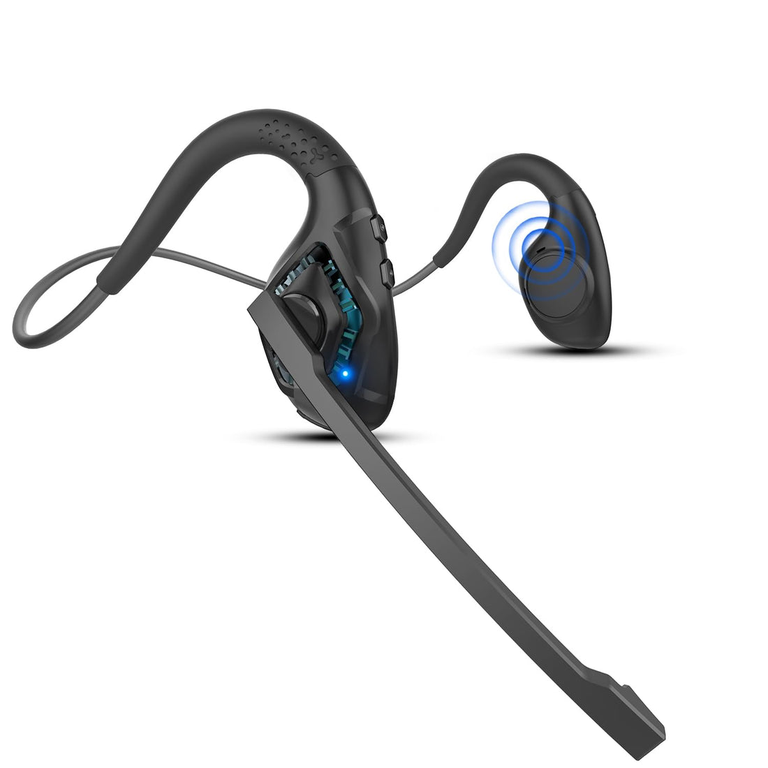 iDIGMALL Bluetooth 5.3 Headset w/Microphone Boom for Computer Phones PC, Open Ear Headset w/Noise Canceling Mic & Mute, Wireless Stereo Headphones Lightweight & Comfort for Home Office Working-10 Hrs