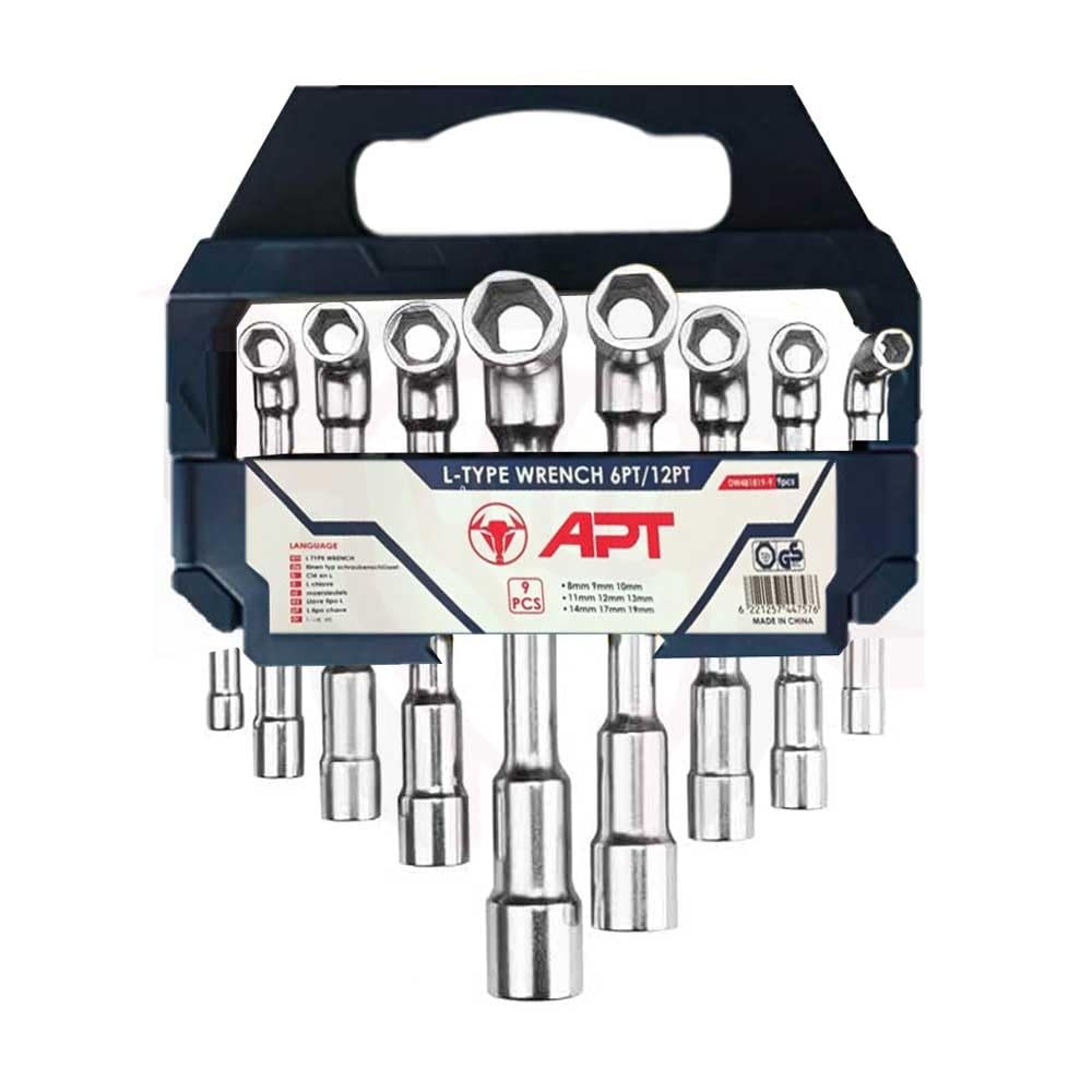 DW481819-12 6PT/12PT L-Type Pipe Wrench 12-Piece Set, 8-19 mm Size