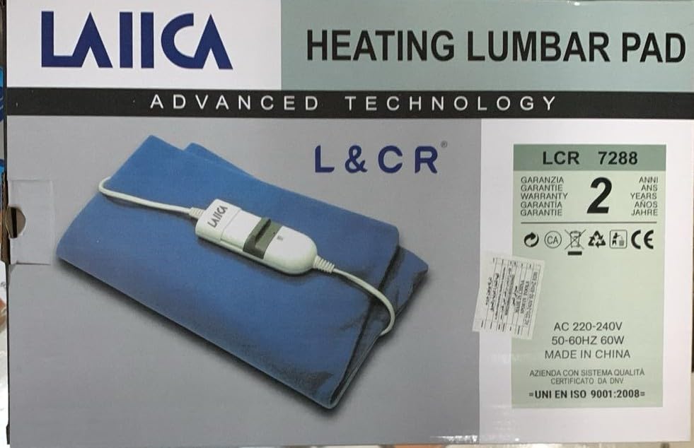 Lica Electric Heating Pad, Canvas, Blue, 8mm x 7cm x 6cm, 3 Speed Settings, General Pain Relief