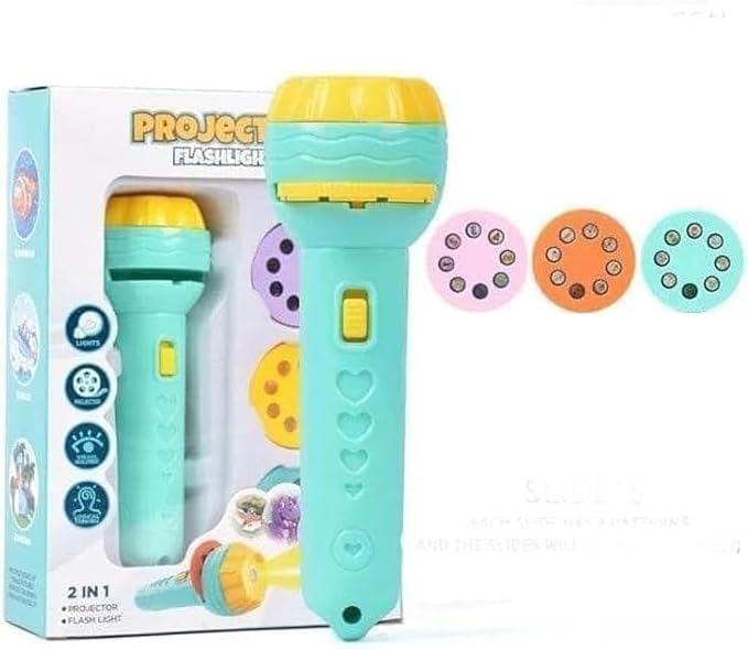 Flashlight Projector Toy for Boys Girls Toy Animal Dinosaur Vehicle Fruit with 30 Projectors 80 Patterns for Fun Cognition Bedtime Education (Green)
