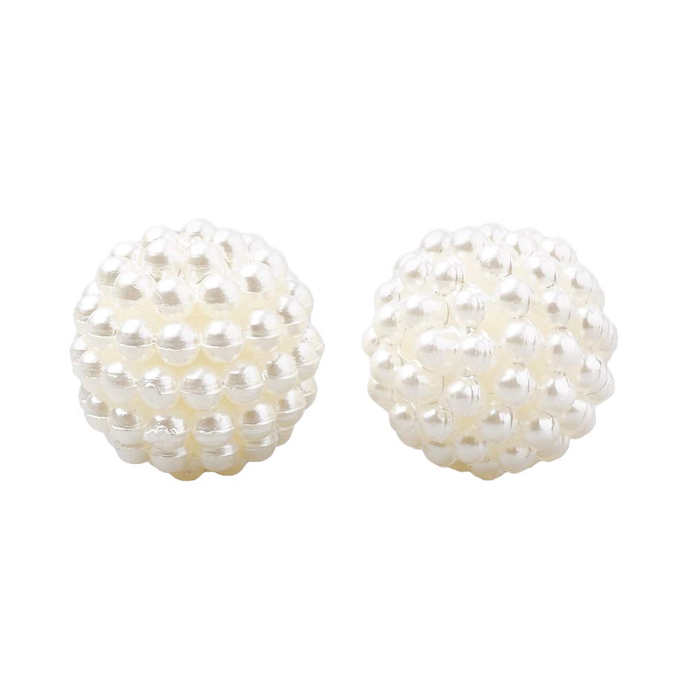 CHGCRAFT About 200pcs/bag Beige Imitation Pearl Beads Acrylic Combined Round Beads Berry Acrylic Pearl Beads Plastic Pearl Beads Loose Beads for DIY Craft Jewelry Making 10mm, Beige