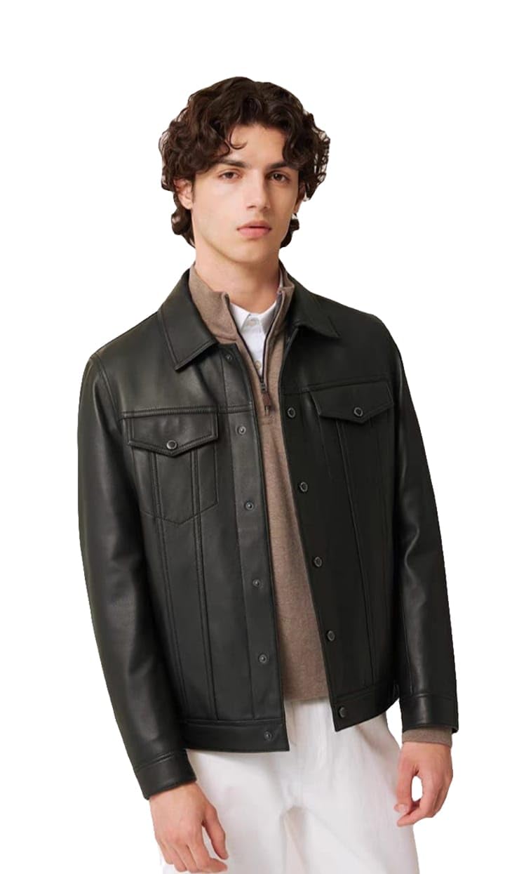 Top leather (c31) Lambskin Leather Jacket Men - Premium Leather Café Racer Look Motorcycle Jacket Men