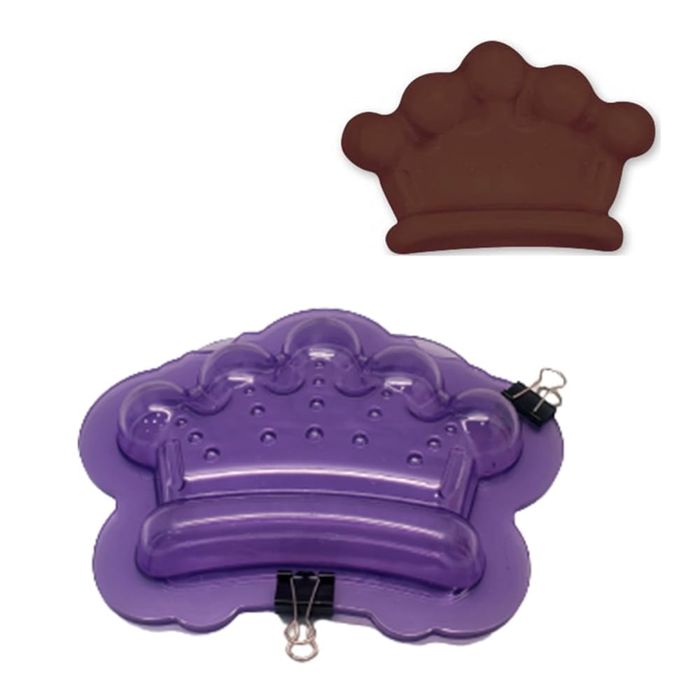 Folora Crown Shape Chocolate Mold, Clear Plastic, Purple, with Buckles, for Desserts and Cakes