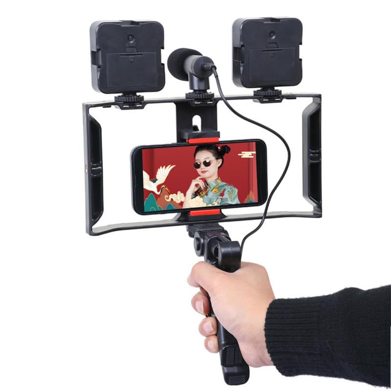 TRIDEO Ultimate Vlogging Kit: Video Creation with Shotgun Microphone, LED Light, Versatile Tripod, and Adapter for Influencers, Photographers, Journalists, Travelers, and Online Content Creators
