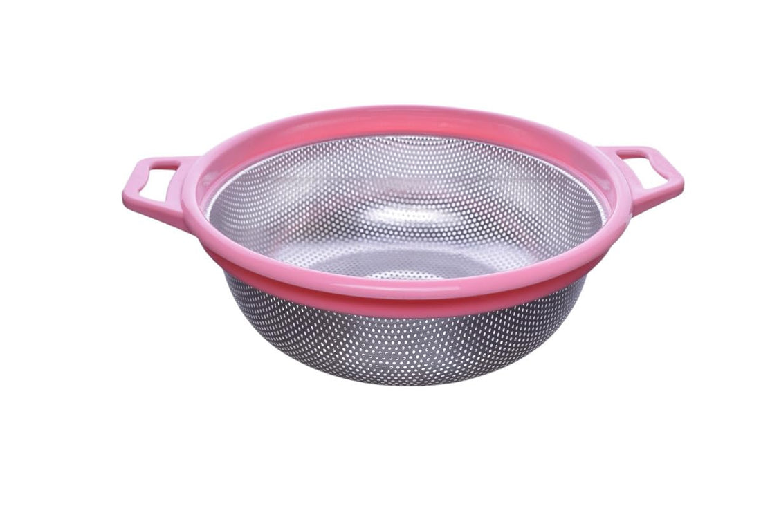 Stainless Steel Pasta Strainer, 24 cm - Pink
