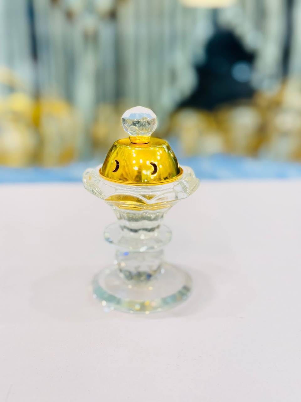 Crystal Incense Burner with Metal Base, 13cm Elegant Home Decor Aromatherapy Holder, Smoke Diffuser for Living Room, Bedroom, Meditation, Relaxation, Stylish & Functio ((1pec), 6)