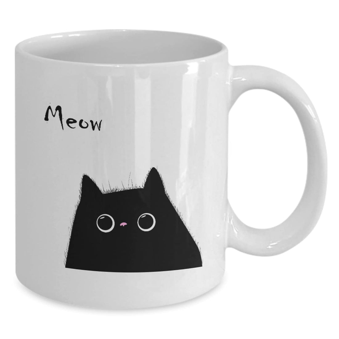Meow Cat Lover Mug – Black Cat Coffee Cup Gift for Women and Girls
