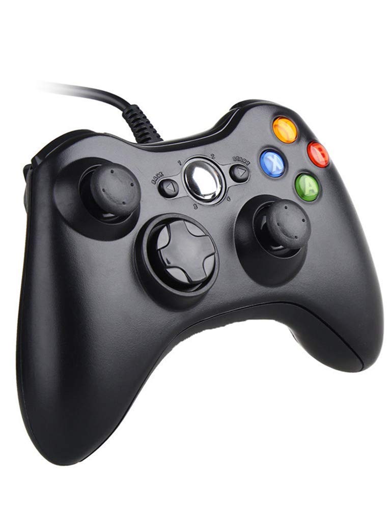 Reiso Xbox 360 Controller, 7.2 ft USB Wired PC Controller Compatible with Microsoft Xbox 360 & Slim 360 PC Windows (Black)