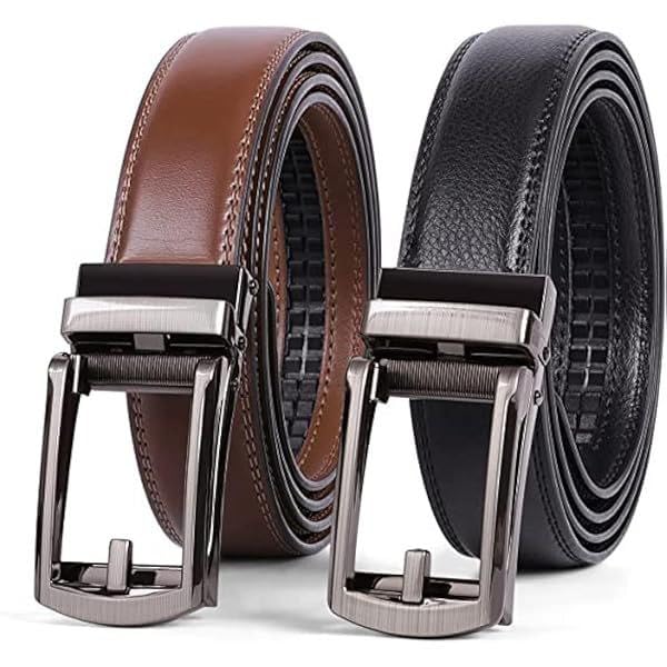 Men's 100% Cow Genuine Leather Belt with Steel Automatic Buckle