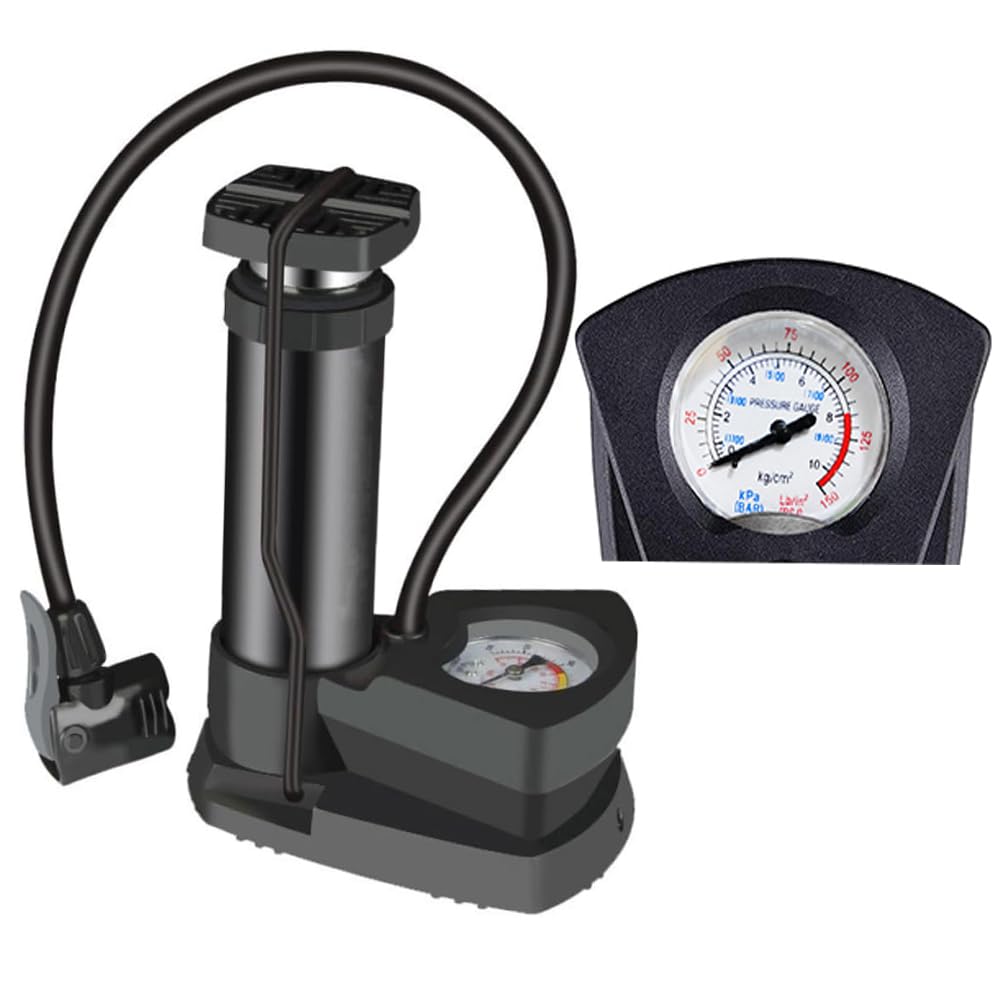 Rana Store Bike Foot Pedal Pump, Mini Bike Tire Inflator with Pressure Gauge, Fit Valves with Ball Needle Inflation for Mountain Bike, Swimming Rings, Motorcycles