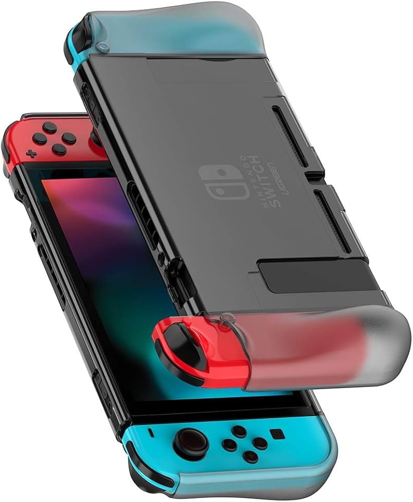 Fekra Protective Case Compatible for Nintendo Switch 2017, Dockable Grip Case Cover Protector Accessories Anti-Scratch Shock-Absorption (Black)
