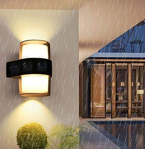 Modern Outdoor Wall Light, Waterproof LED Sconce, Warm White Illumination, Black Metal Band Design