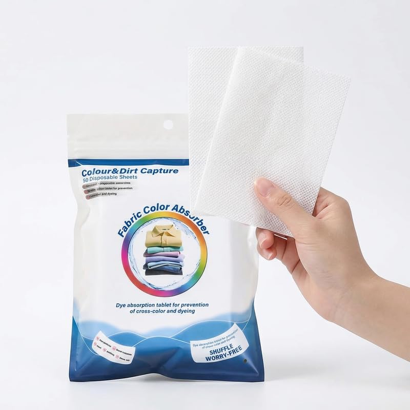Downtown Achievers Color Capture Laundry Sheets, 50-Pack, Anti-Bleeding Dye Absorption Tablets for Mixed Washing, Protects Clothes and Bedding Colors