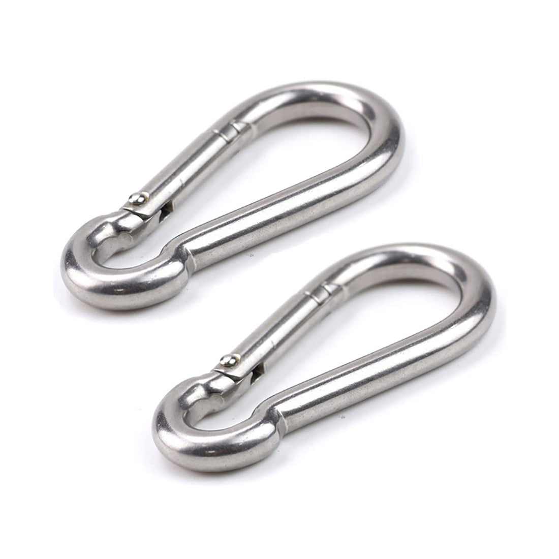 JAZZEEL 2 PCS M6 Heavy Duty Carabiners, 304 Stainless Steel Carabiner Clip Keychain for Outdoor Camping, Hiking, Hammock and Dog Leash, Durable Secure Snap Hook for Multi-purpose Use