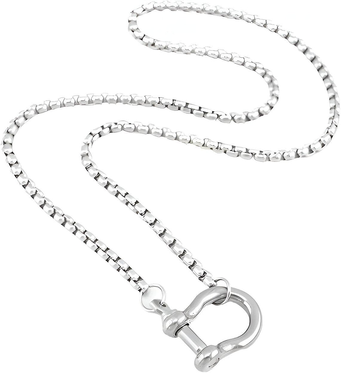 Anchor Pendant - Unisex Stainless Steel Nautical Necklace Crafted with Durable Foxtail Wheat Links and Polished Anchor Shackle Clasp for Distinctive Style, Strength, and Seafaring Inspiration
