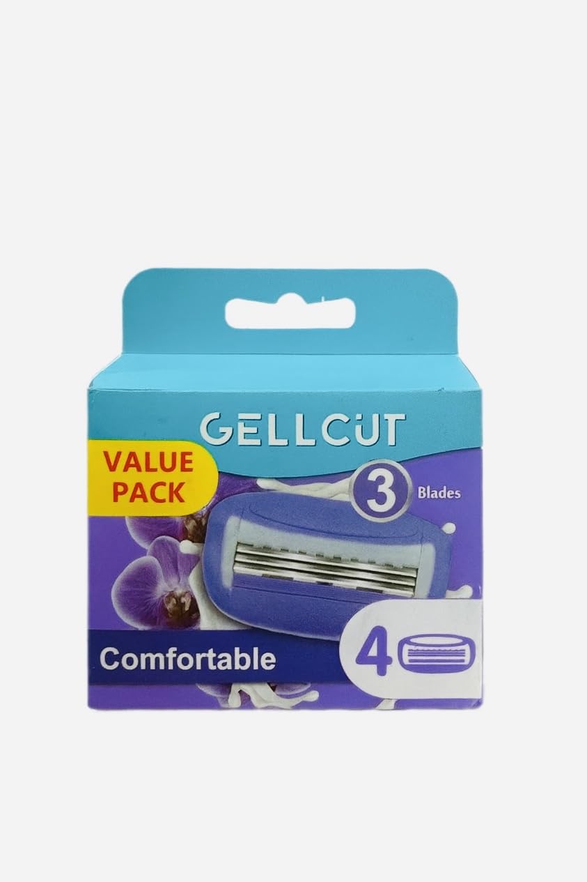Comfortable 3-Blade Razor Value Pack, 4 Cartridges, Purple