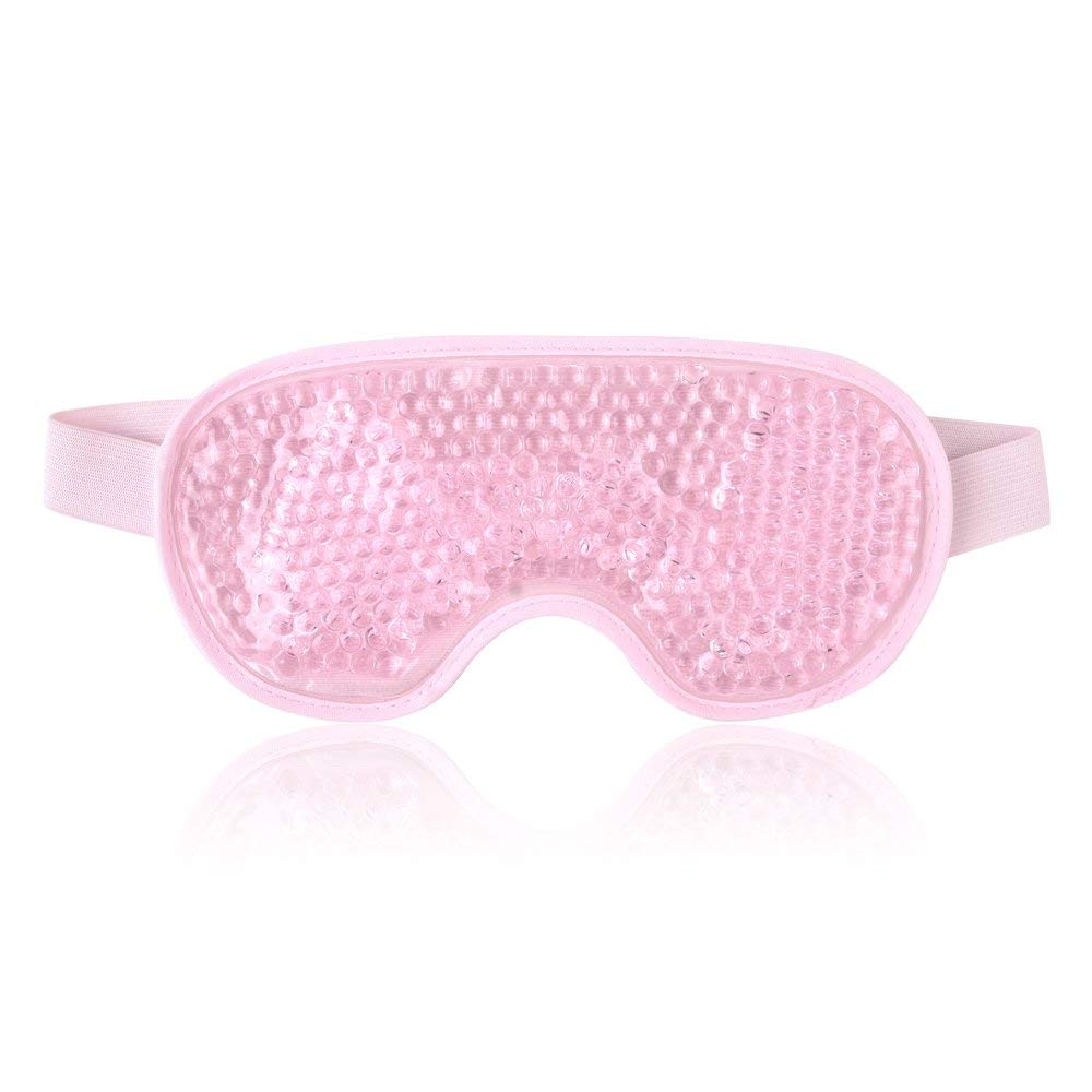 Luksuriøst Cooling Gel Ice Eye Mask, Reusable Hot Cold Pack Compress for Stress Relief, Headaches, Migraines, Puffiness, Dark Circles, Puffy Eye, Eye Bags, Dry Eyes (Pink)
