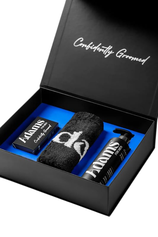 Adam's for Men Face & Beard Essentials, Wash, Signature Beard Oil, Face Towel, 3-Piece Kit