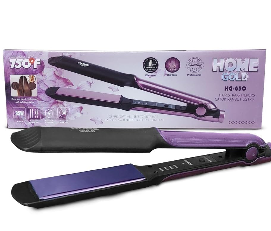 Hair Straightener, 750°F High Heat - Professional Styling with Ceramic Plates 35W, Fast Heating, 360° Swivel Cord, Ideal for Curly & Straight Hair, Salon-Quality Styling, HG-650