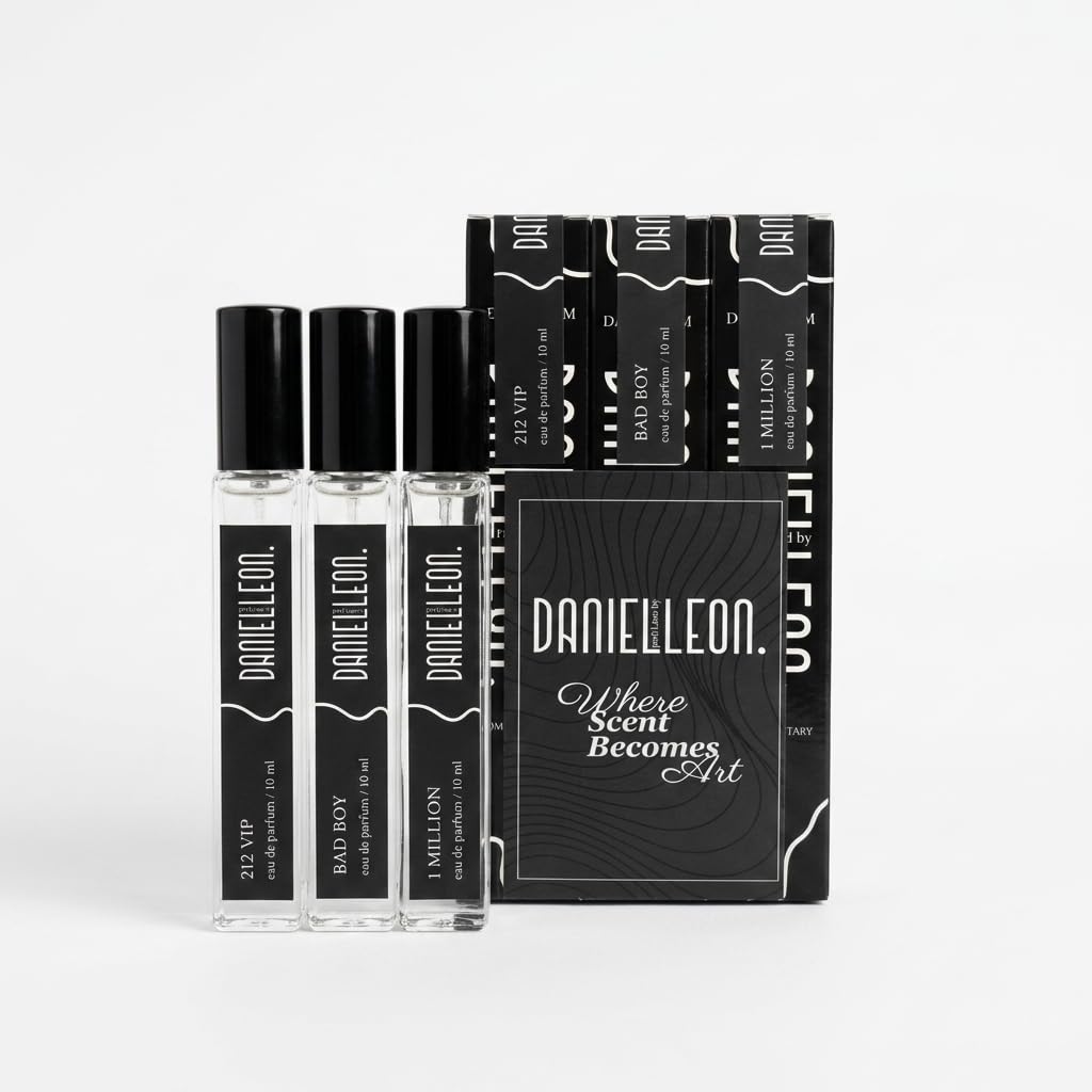 Daniel Leon Men's Perfume Set 3 x 10ml - 212 VIP, 1 Million & Bad Boy Inspired Fragrance Collection - Long Lasting Eau de Parfum - Mini Travel Size Gift Set for Men