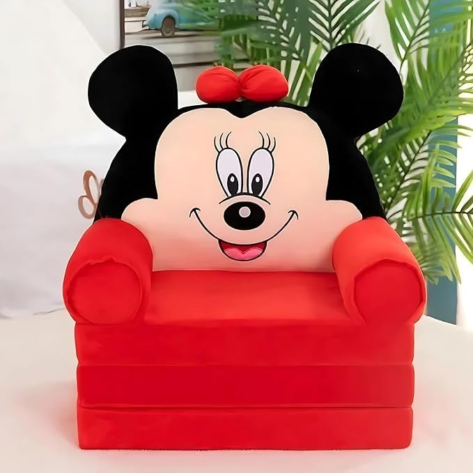 Kids Cartoon Mouse Upholstered Chair – Soft Plush Children’s Chair with Foam Padding, Comfortable Indoor Seating for Toddlers and Kids (Girl)