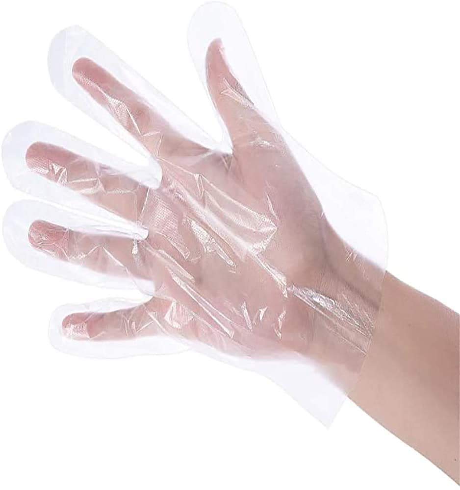 Disposable Clear Plastic Gloves in Food Prep Safe Grade, Household, Polyethylene?PE? Gloves for Food Handling, BBQ,Cooking, Hair Coloring, Cleaning, Free Size Fits Most Hand (100pcs) (100)