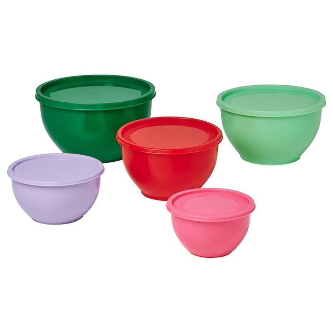 Digital Shoppy TABBERAS Bowl with lid, Set of 5, Mixed Colors, Polypropylene