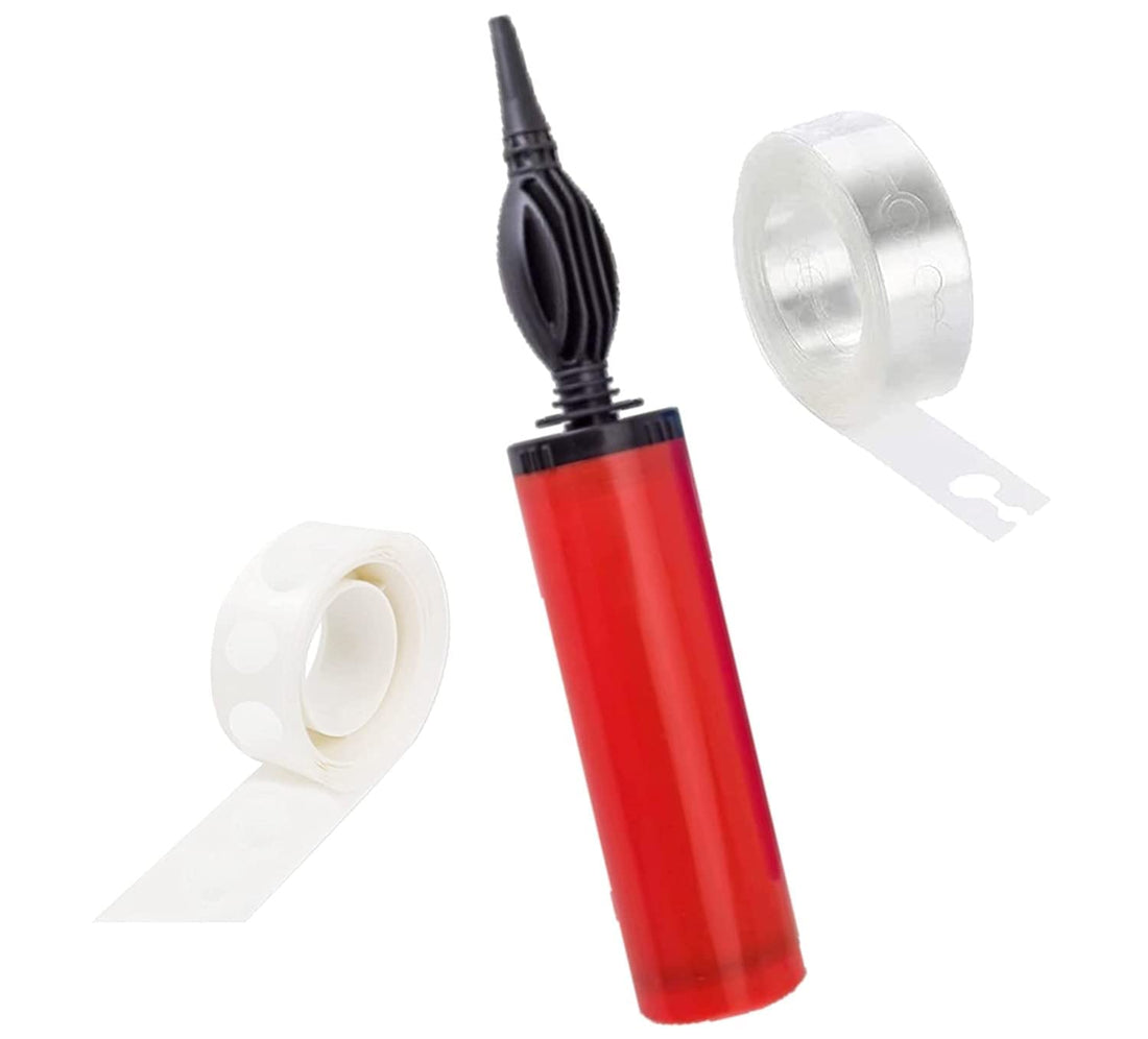 ENJOY the celebration people Handy Air Balloon Pumps Pack of 1 for Foil Balloons and Inflatable Toys Party Accessory Manual Pump with 1 Balloon Arch Strip Roll and 1 Glue Dot