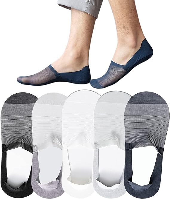 Ice Silk Breathable Socks,5 Pairs Thin Low Cut Non Slip Socks for Flats Boat Sneaker,No Show Socks,Invisible Ice Silk Breathable Socks for men and women