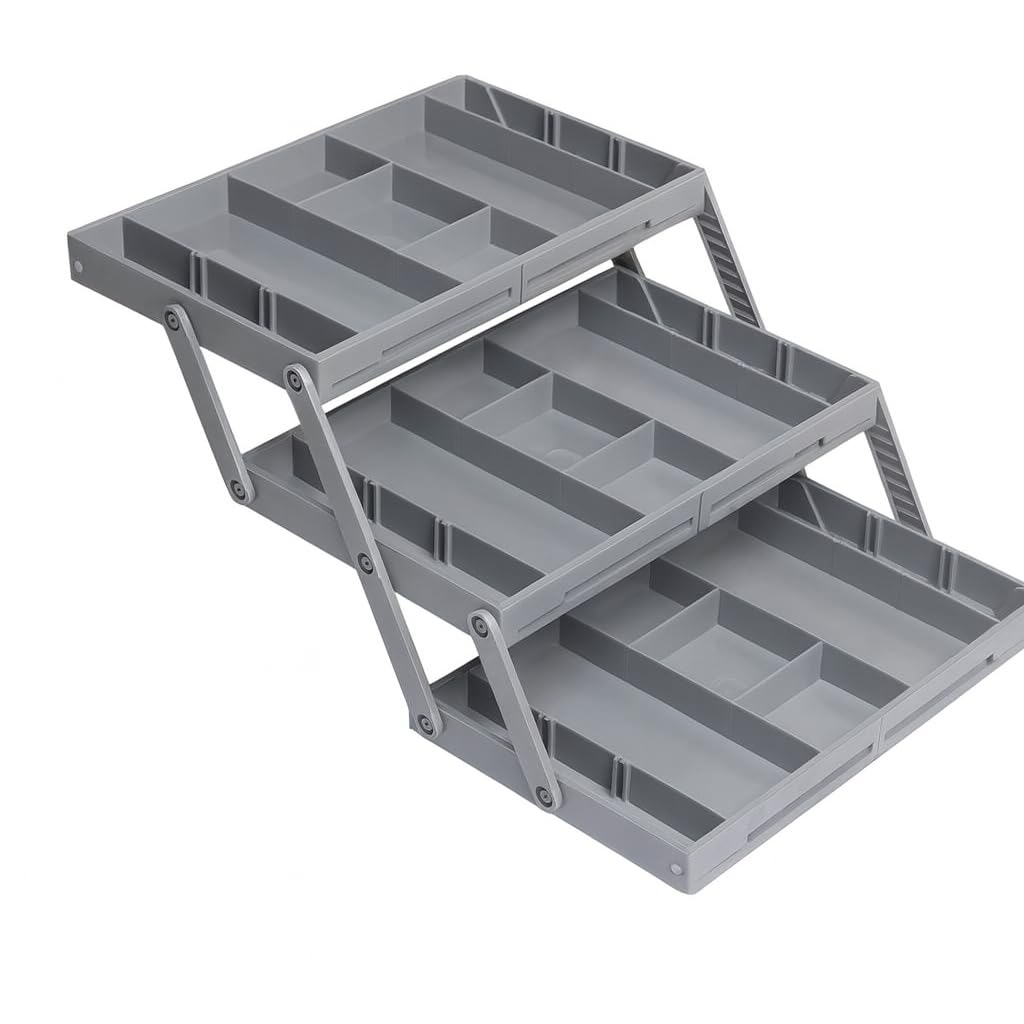 Drawer Organizer 3 Tier Expandable Folding Storage Box For Makeup Jewelry Office Supplies Multi Level Desktop Organizer For Vanity Desk Bathroom Closet Home Organization