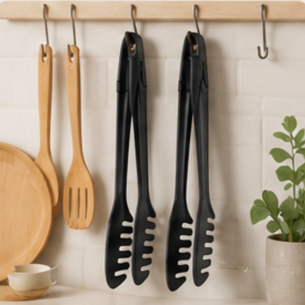 Multipurpose Pasta and Salad Serving Tongs with Ergonomic Non-Slip Handle, Heat Resistant Kitchen Tongs for Cooking, Mixing and Serving Food, Dishwasher Safe Durable Food Grade