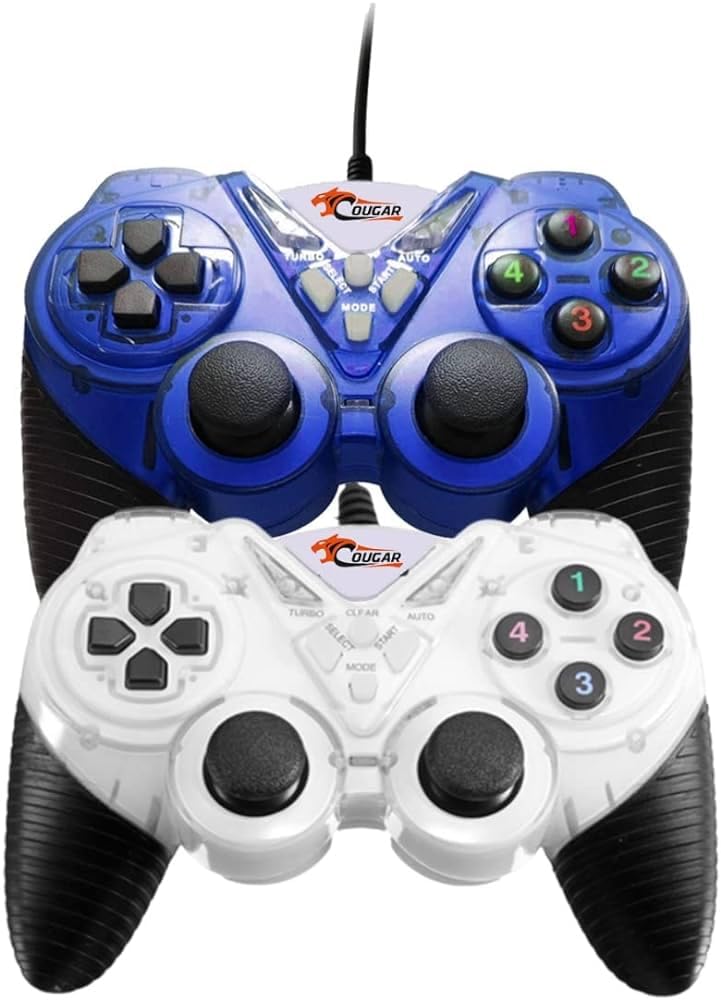 COUGAR-EGY (9082) USB Wired Double Gamepad Turbo Controller with Vibration Function For PC or Laptop, 1.5 Meter (BLUE&WHITE)