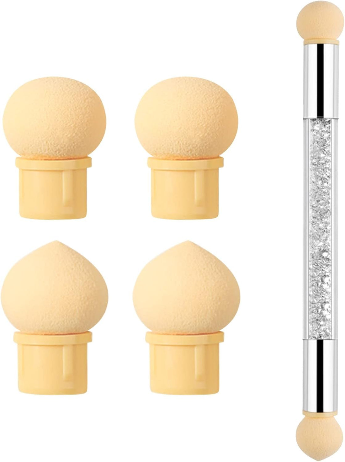 Nail Sponges for Ombre, Sponge Nail Art Brush, Double Headed Ombre Nail Sponge with 4 Replacement Heads, for Gradient Nail Design