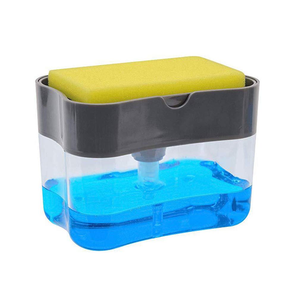 LAOZI Soap dispenser set, sink Organizer Pump soap dispenser with sponge holder, detergent dispenser Kitchen utensil holder for kitchen, liquid soap dispenser