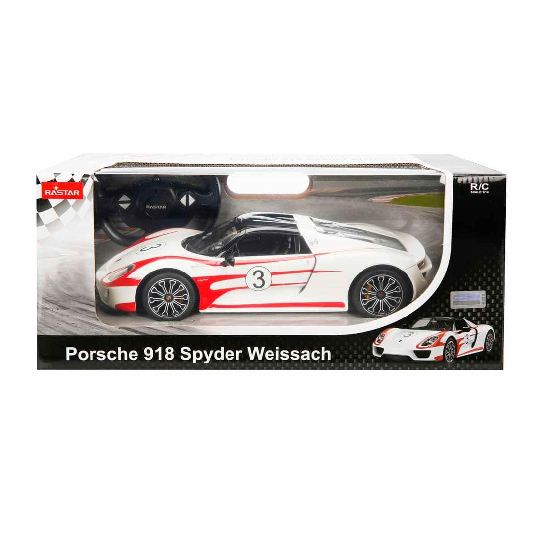 RASTAR 6930751307841 762 70710" Porsche 918 Weissach Die-Cast Model, 1:14 Scale