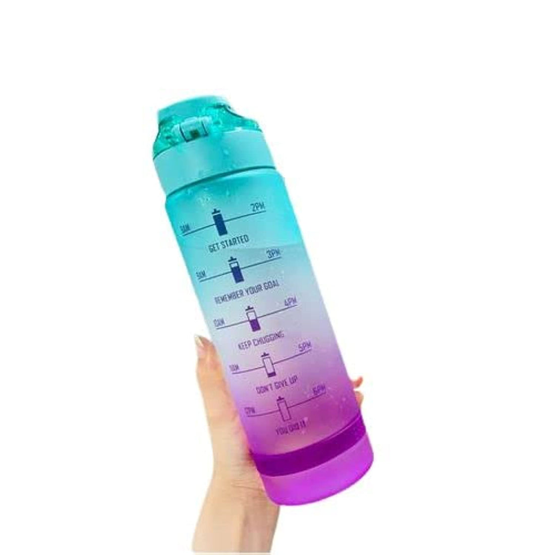 Fresh Never Give Up Scale Time Marker Water Bottles, 1L - Mint Green