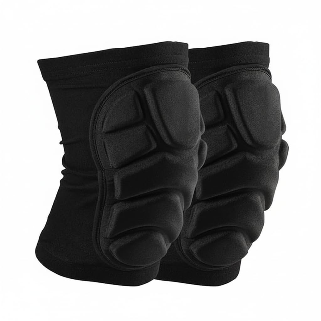 MD StayFit Protective Knee Pads for Volleyball, Thick Foam Knee Pads to Avoid Collision, Anti-Slip Breathable Sports Knee Brace for Football Basketball Running Dance (Black, Large)