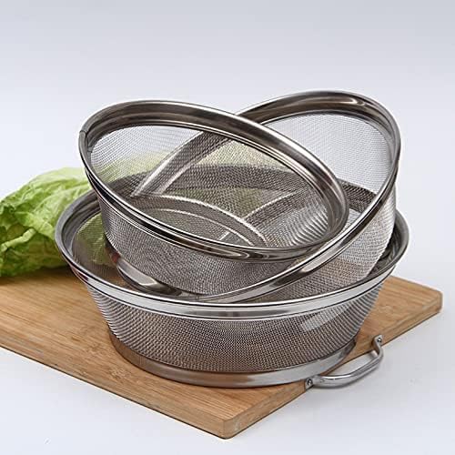 Kitchen Metal Strainers, Set of 3, Stainless Steel Grid, Nesting Bowls