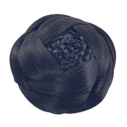 Elegant Braided Hair Bun for Events, with Built-in Clips for Quick Attachment, Perfect for Parties and Weddings (Natural Black)