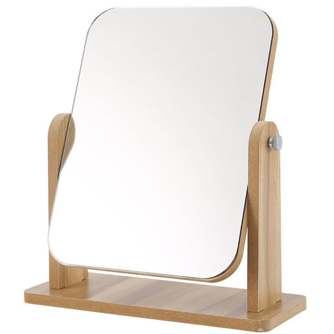 Arabest Rotation Makeup Mirror with Wood Stand, 360 Degree Portable Table Tabletop Mirror, Wood Tabletop Mirror for Desk, High-Definition Make Up Mirror, Gifts for Girls Women