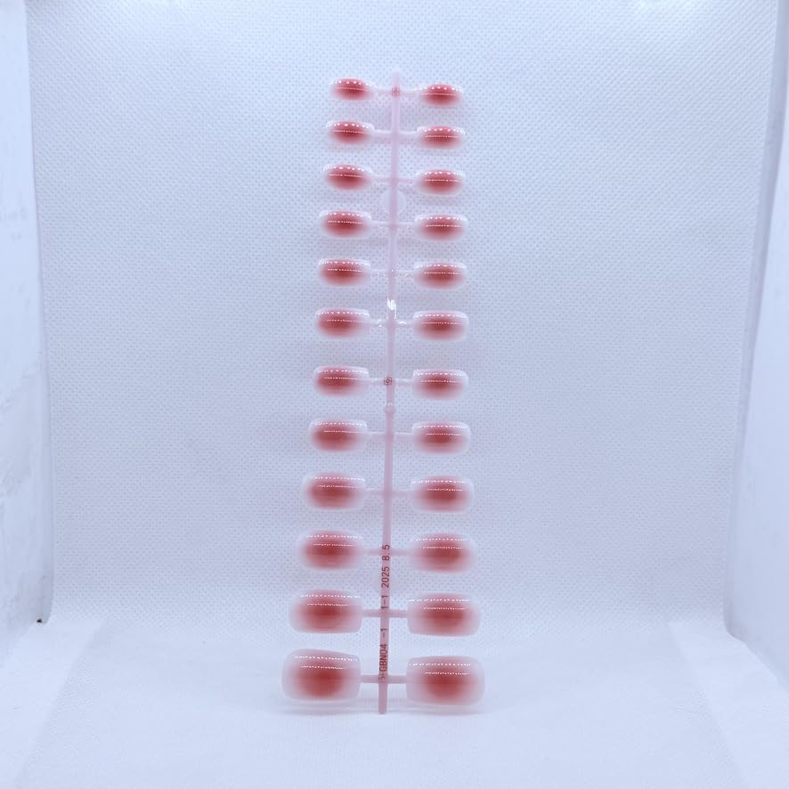 Ombre Press On Nails Set | Long Lasting Fake Nails | 24 PCS Glossy Salon Finish | Square Shape Medium Length Professional Nail Art (Dark Pink Ombre)