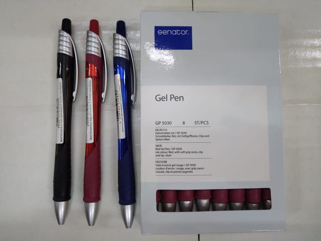 Senator Blue Black Red Wine Gel Pen 8 Pack