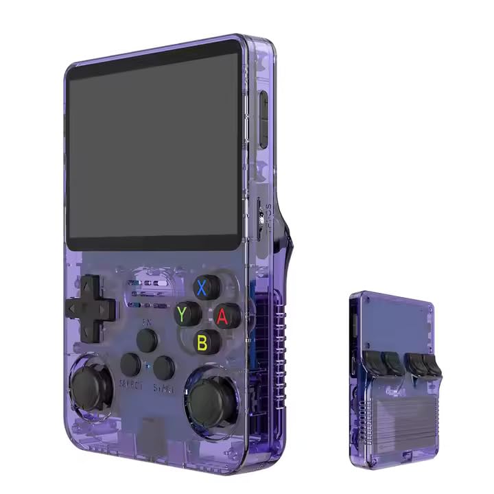 GHAZAL Handheld Game Console R36s - 3.5 Inch, 15000+ Classic Games, Dual 3D Joysticks, Dual Stylem Linux/Garlic OS Support