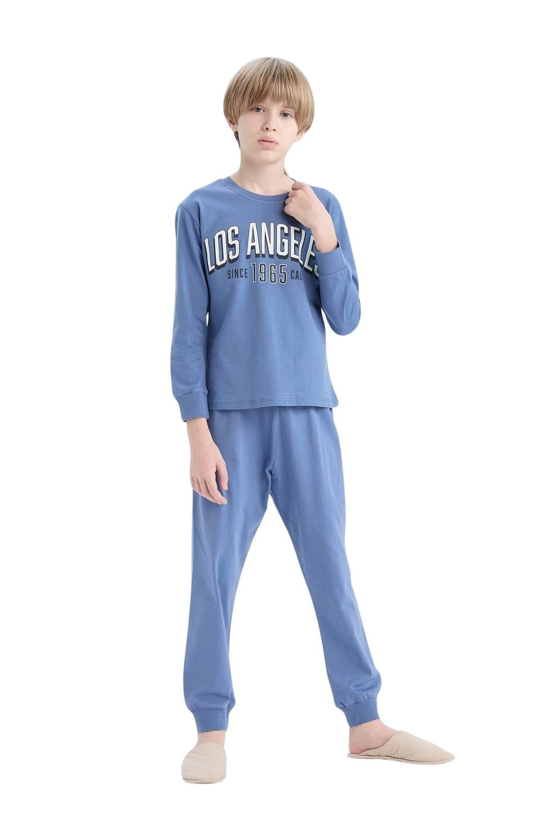 DeFacto Boys Regular Fit Crew Neck Long Sleeve Special Collection Homewear Knitted Pyjamas D9966A8 Knitted Pyjamas