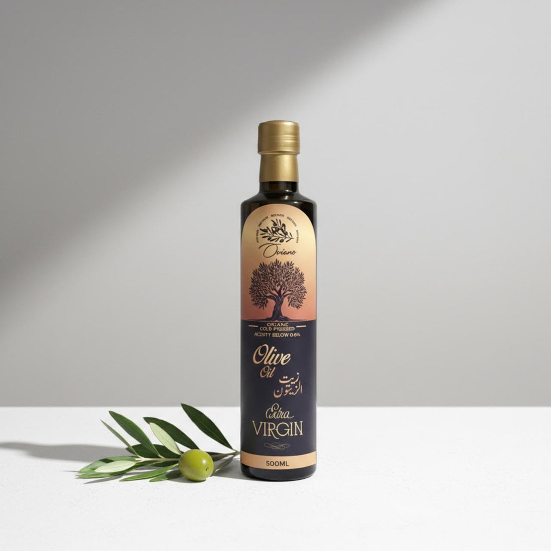 Oviano's Organic Extra Virgin Olive Oil 500ml – Cold Pressed, 100% Pure, Rich Flavor, Ideal for Cooking, Salads & Healthy Lifestyle, Acidcity Below 0.8%